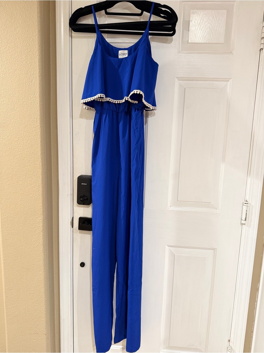 New Blue Pom-Trim Jumpsuit